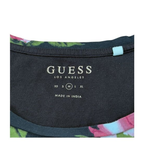 Guess Floral Baby Doll Tee Cotton Tshirt Sequins Roses Size Medium Y2K - Picture 5 of 6